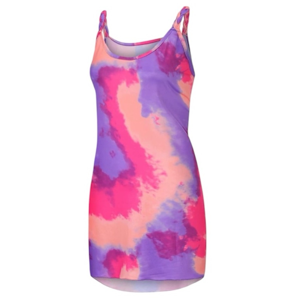 Boudoir Outfits Dress Tie-Dye Print Strap Backless Loose Sleep Top Size Small - Picture 2 of 7